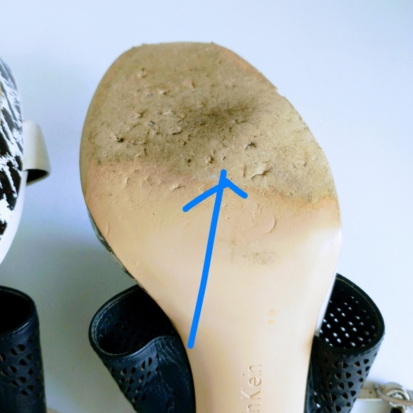 CALVIN KLEIN BREANNIE (SOFT WHITE/BLACK LEATHER) SANDALS - Picture 15 of 16